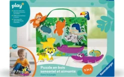PLAY+- PUZZLE EN BOIS SENSORIEL ET AIMANTE - DANS LA JUNGLE