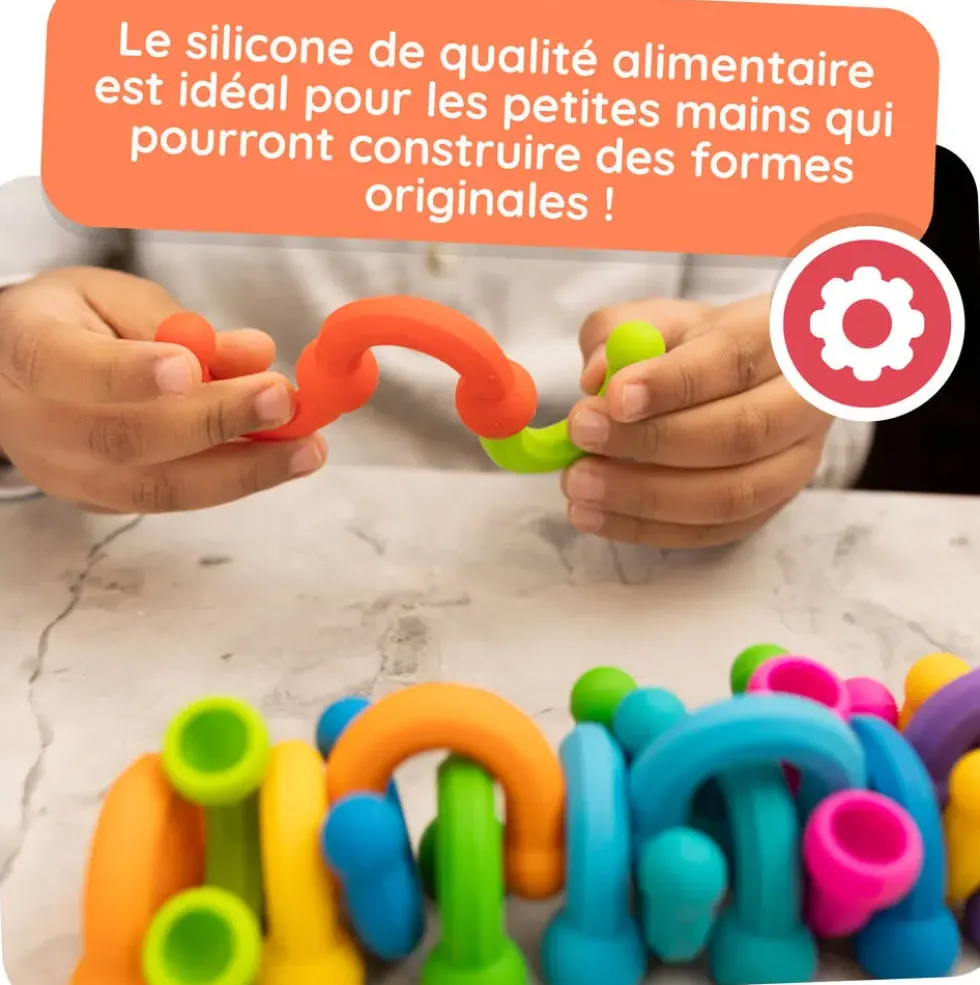 PLIP LINKS - 10 ANNEAUX ARC-EN-CIEL EN SILICONE