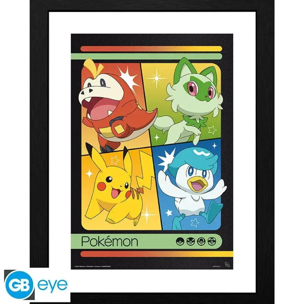 POKEMON - TIRAGE ENCADRE "STARTERS ECARLATE ET VIOLET" (30X40) X2*