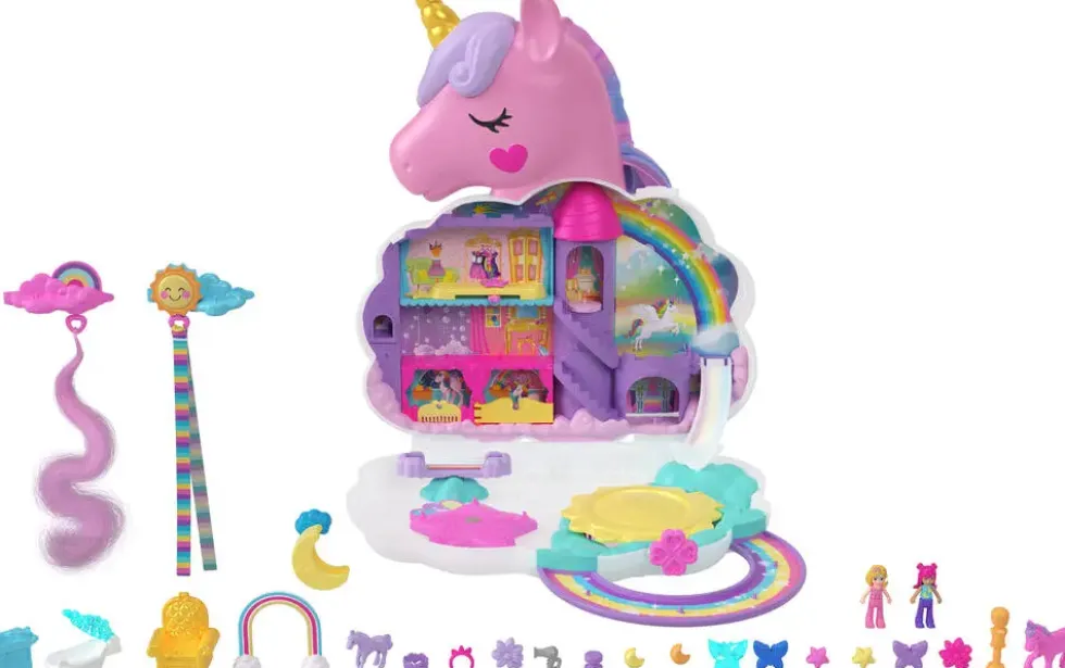 POLLY POCKET - COFFRET SALON DE COIFFURE LICORNE ARC-EN-CIEL
