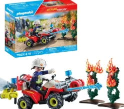 POMPIER AVEC QUAD ET ARBUSTES ENFLAMMES - 71825