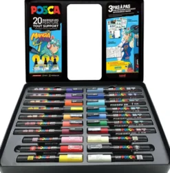 POSCA - MALLETTE METAL DE 20 MARQUEURS POINTES - MANGA HERO