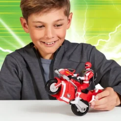 POWER RANGERS - VEHICULE TYRANOSAURE AVEC FONCTION ET FIGURINE 15 CM ROUGE