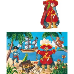 PUZZLE CARTON SILHOUETTE 36 PIECES LE PIRATE ET SON TRESOR
