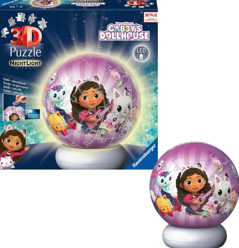 PUZZLE 3D BALL 72 PIECESILLUMINE GABBY ET LA MAISON MAGIQUE