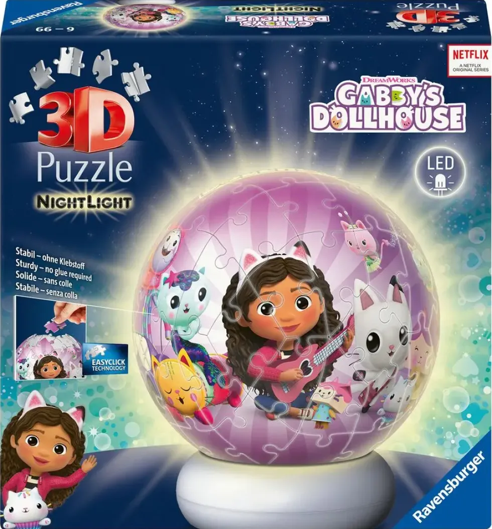 PUZZLE 3D BALL 72 PIECESILLUMINE GABBY ET LA MAISON MAGIQUE