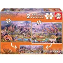 PUZZLE JUNIOR 2 X 100 ANIMAUX SAUVAGES