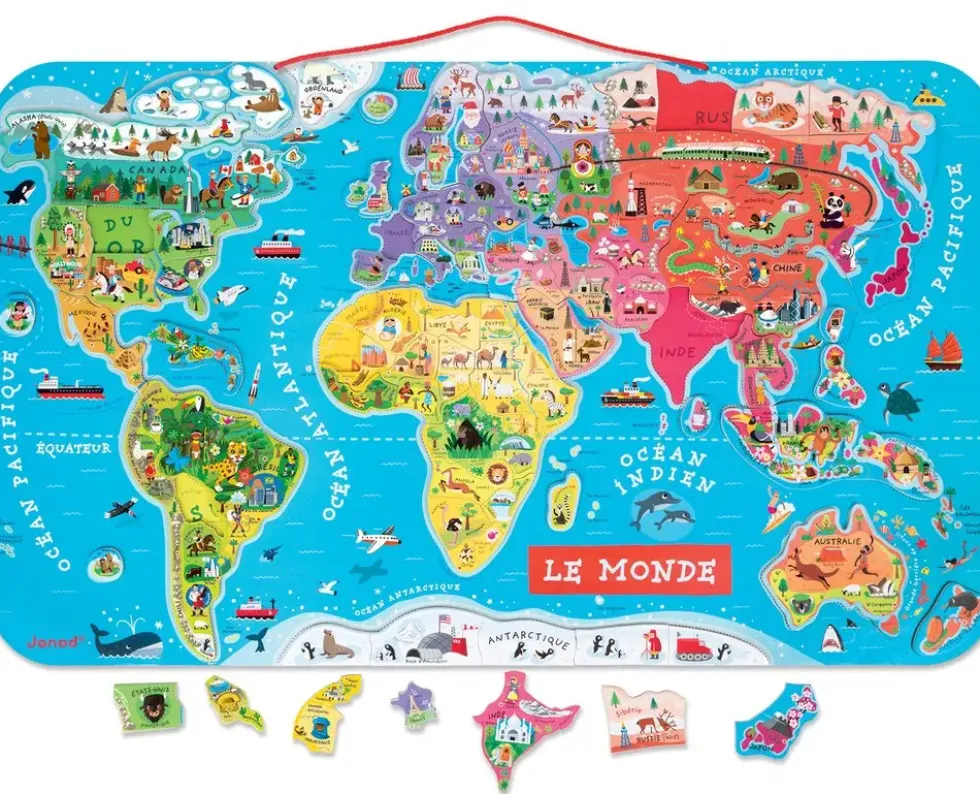 PUZZLE MONDE MAGNETIQUE - 92 PIECES