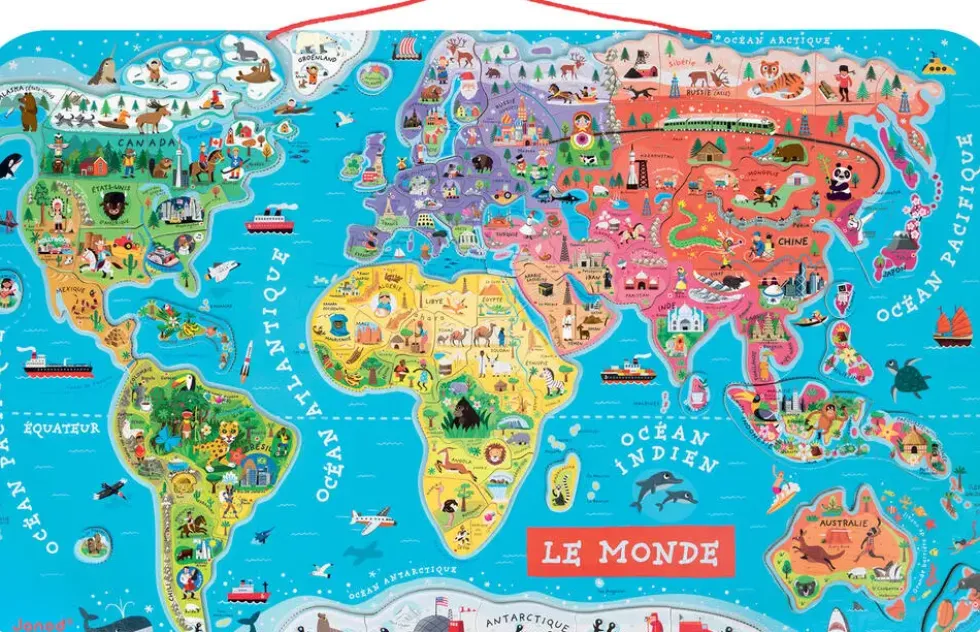 PUZZLE MONDE MAGNETIQUE - 92 PIECES