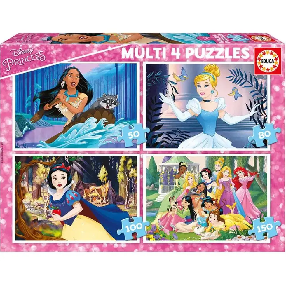 PUZZLE MULTI 4 EN 1 50 A 150 PIECES DISNEY PRINCESSES