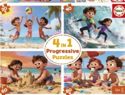 PUZZLE MULTI 4 EN 1 20+40+60+80 PIECESJOURNEE A LA PLAGE
