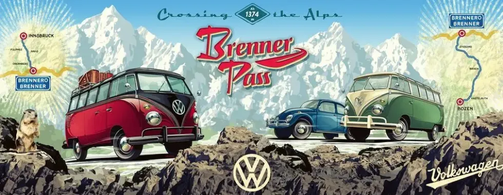 PUZZLE 1000 PIECES - A TRAVERS LES ALPES EN VW