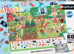 PUZZLE 60 PIECES - AU JARDIN - CHERCHE ET TROUVE