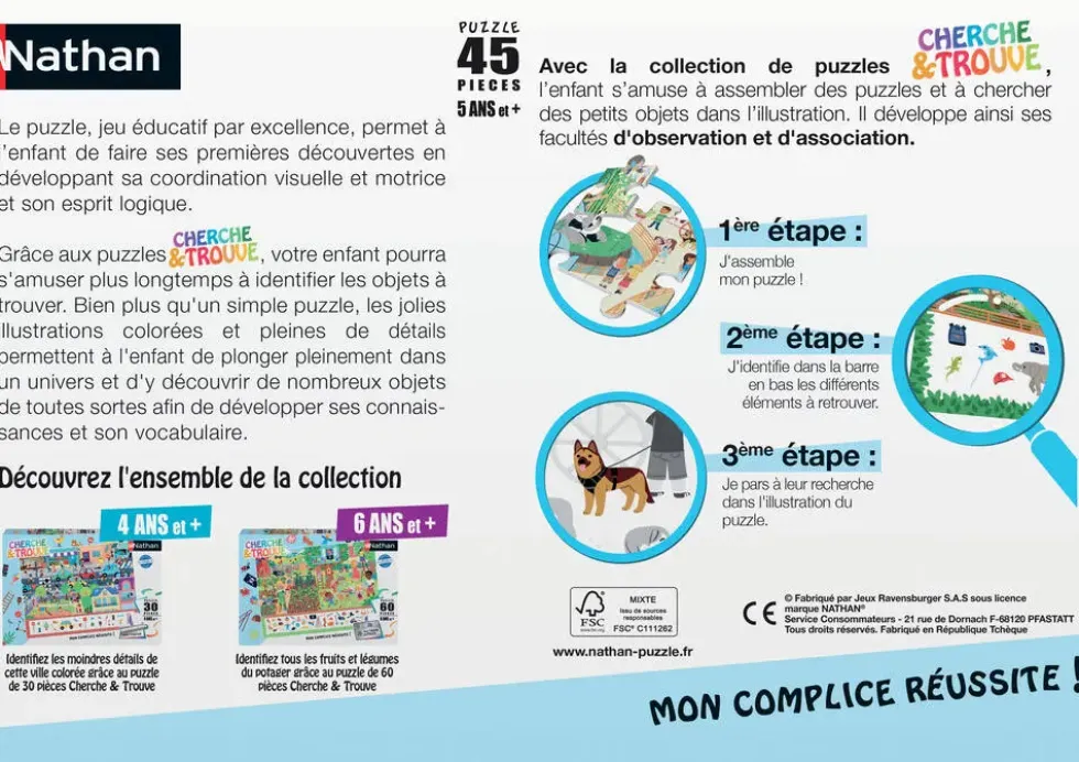 PUZZLE 45 PIECES - AU ZOO - CHERCHE ET TROUVE