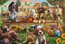 PUZZLE 150 PIECES - CHIENS ET CHATS EN PIQUE-NIQUE