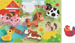 PUZZLE 7 PIECES - FERME ET DINOSAURES EN BOIS