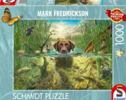 PUZZLE 1000 PIECES - LABRADOR CHOCOLAT A LA BAIGNADE