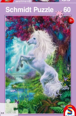 PUZZLE60 PIECES LICORNE DANS UN JARDIN ENCHANTE