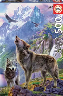 PUZZLE 500 PIECES - LOUPS SUR LES ROCHERS