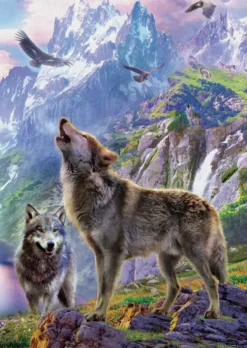 PUZZLE 500 PIECES - LOUPS SUR LES ROCHERS