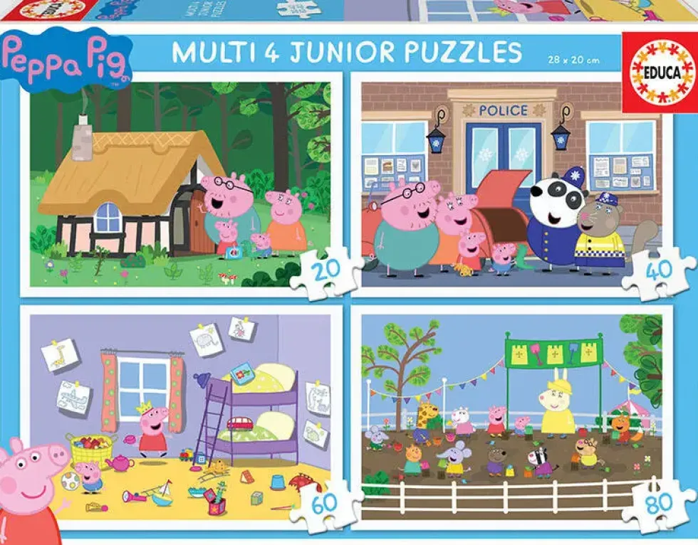 PUZZLE - 20-40-60-80 PIECES - MULTI 4 JUNIOR PEPPA PIG