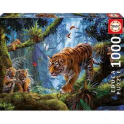PUZZLE 1000 PIECES TIGRES SUR L'ARBRE