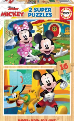 2 PUZZLES DE 16 PIECES - BOIS - MICKEY ET MINNIE