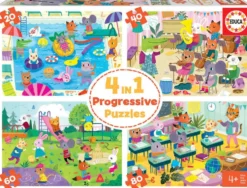 PUZZLES 4 EN 1 PROGRESSIF - À L'ÉCOLE