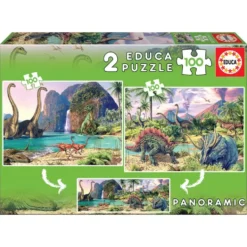 2 PUZZLES 100 PIECES DINO WORLD