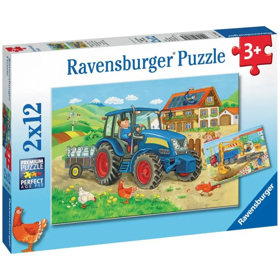 PUZZLES 2X12 PIECES CHANTIER ET FERME