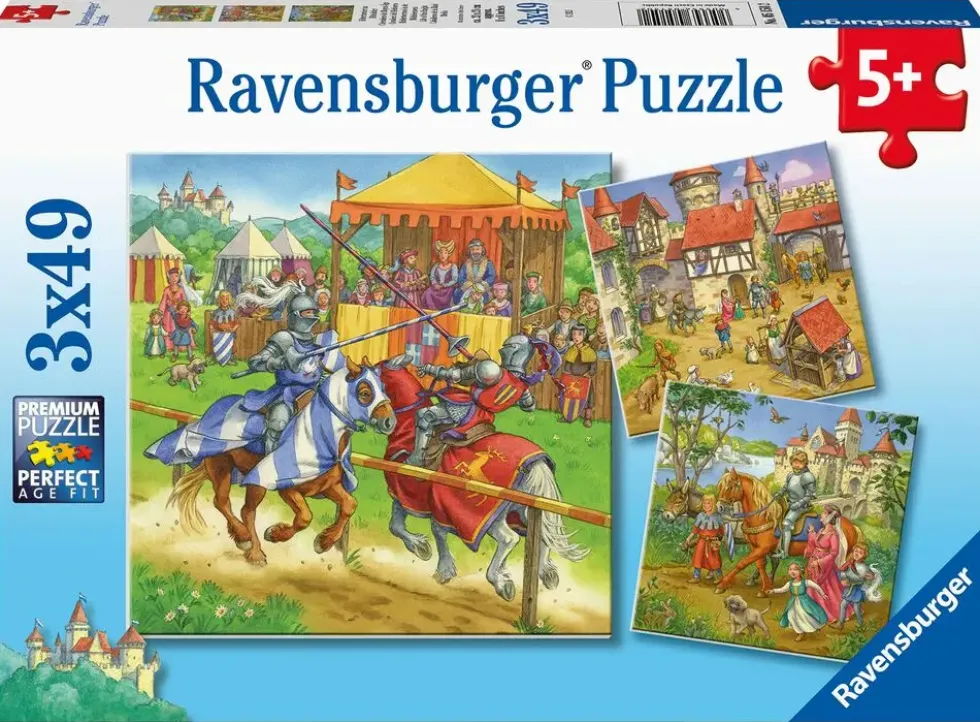 PUZZLES 3 x 49 PIECES– CHEVALIERS DU MOYEN-AGE