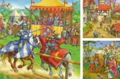 PUZZLES 3 x 49 PIECES– CHEVALIERS DU MOYEN-AGE