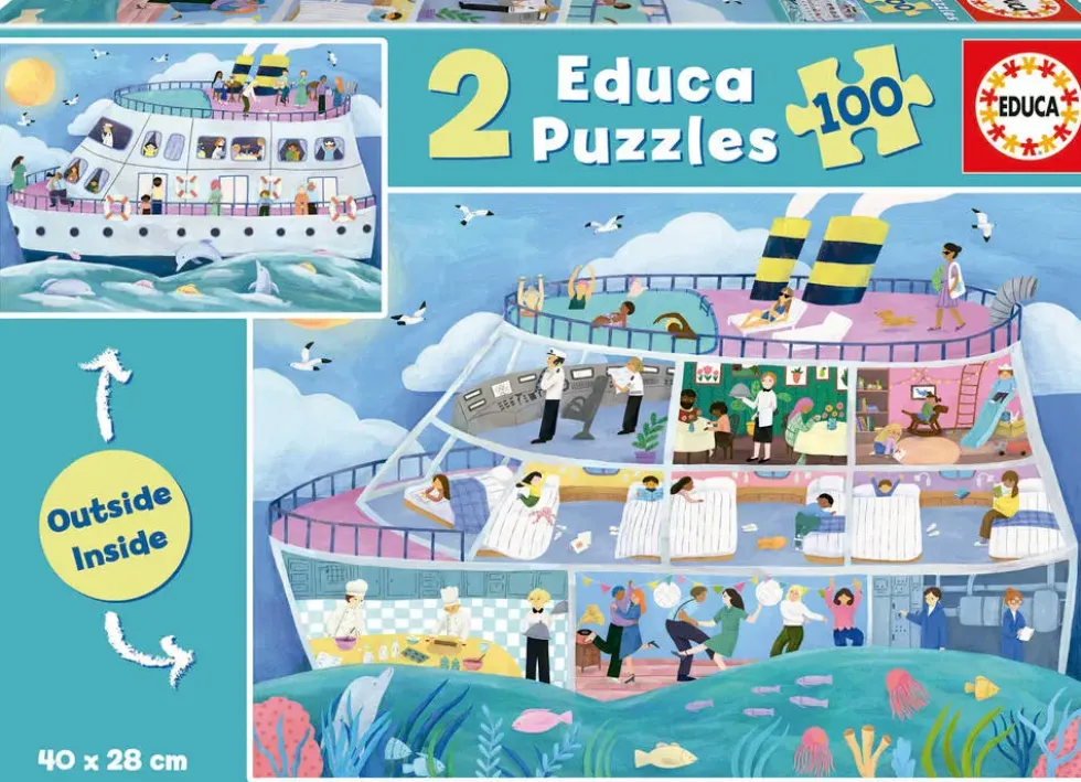 PUZZLE 2X100PIECES BARCO INSIDE/OUTSIDE