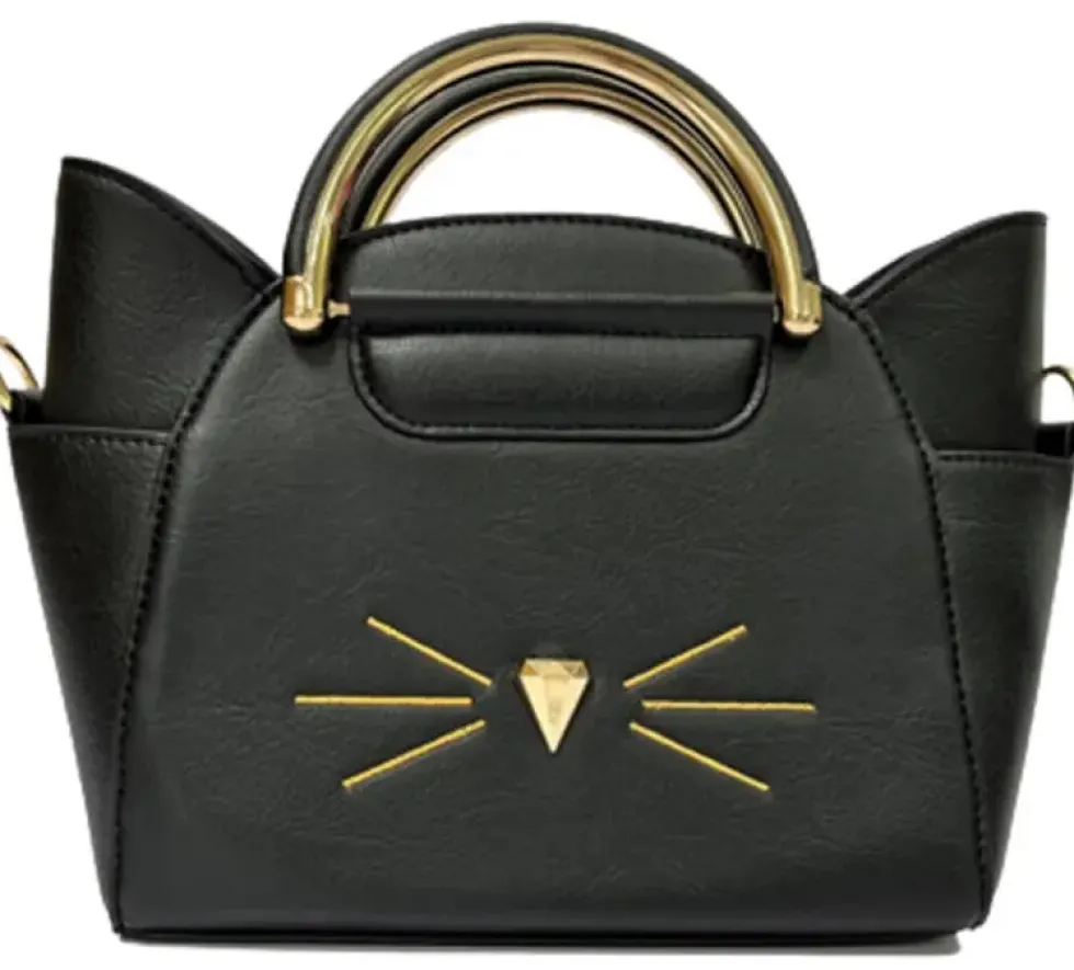 SAC A MAIN CAT BAG BLACK EDITION AVEC POMPON