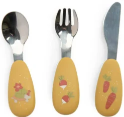 SET COUVERTS SILICONE TROIS PETITS LAPINS