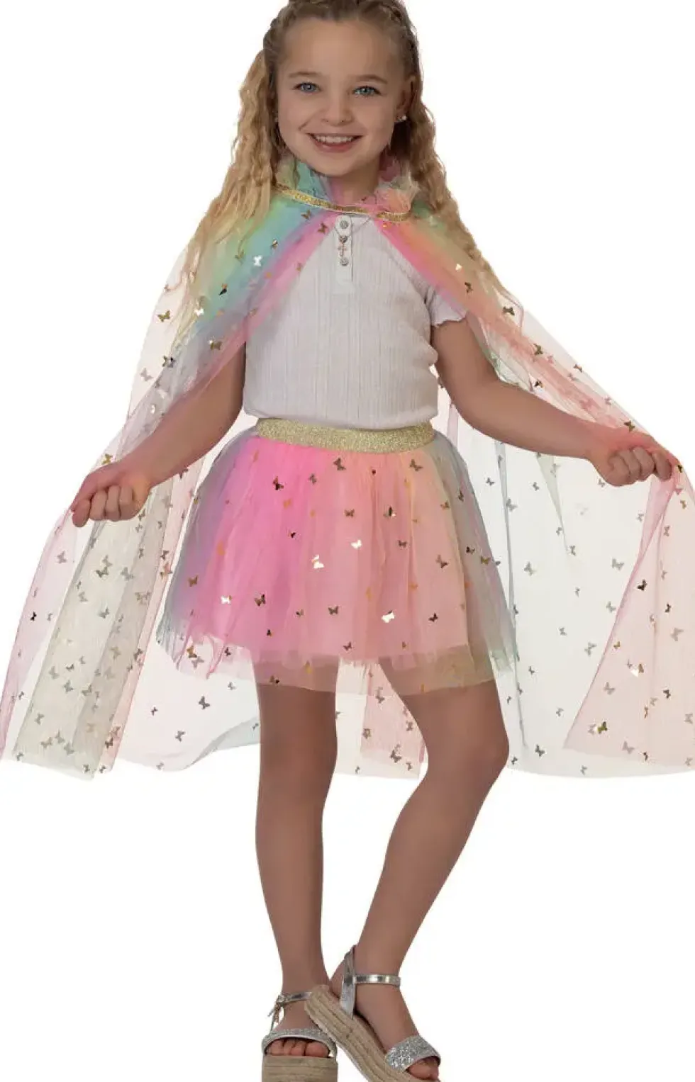 SET DEGUISEMENT CAPE ET TUTU ARC EN CIEL - TAILLE UNIQUE