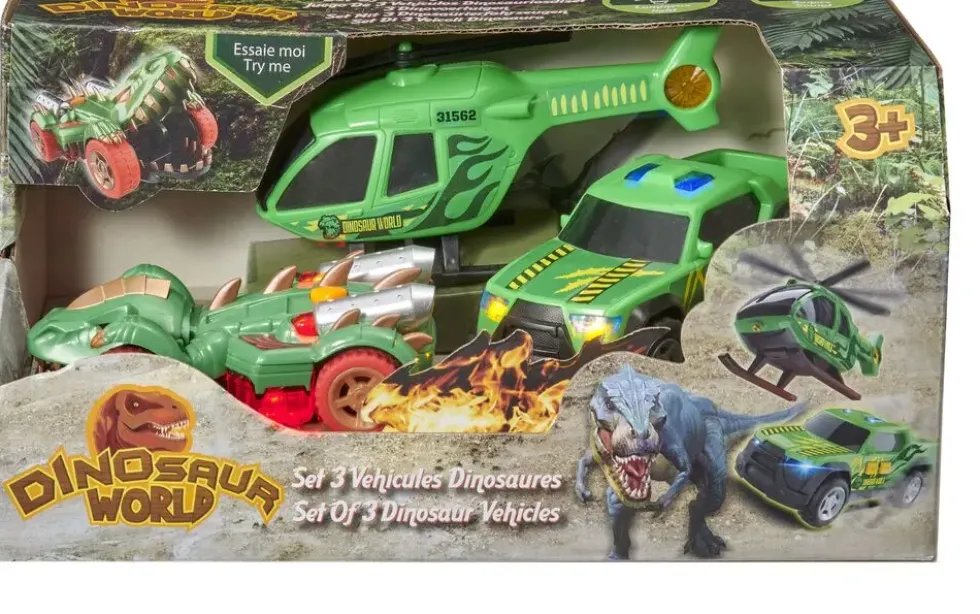 SET 3 VEHICULES DINOSAURES