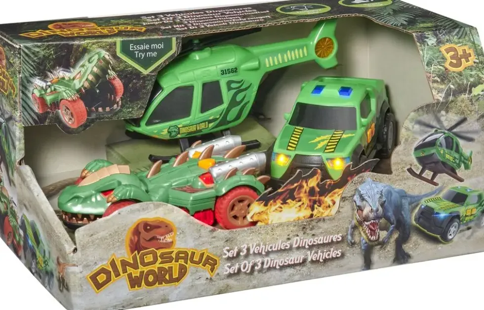 SET 3 VEHICULES DINOSAURES