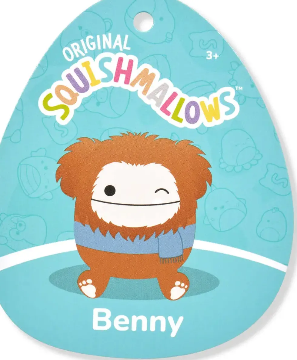 SQUISHMALLOWS - PELUCHE - BENNY LE BIGFOOT BRUN AVEC ECHARPE - 30 CM