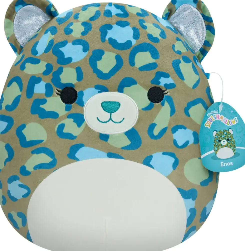 SQUISHMALLOWS - PELUCHE 30 CM ENOS LEOPARD VERT FONCE