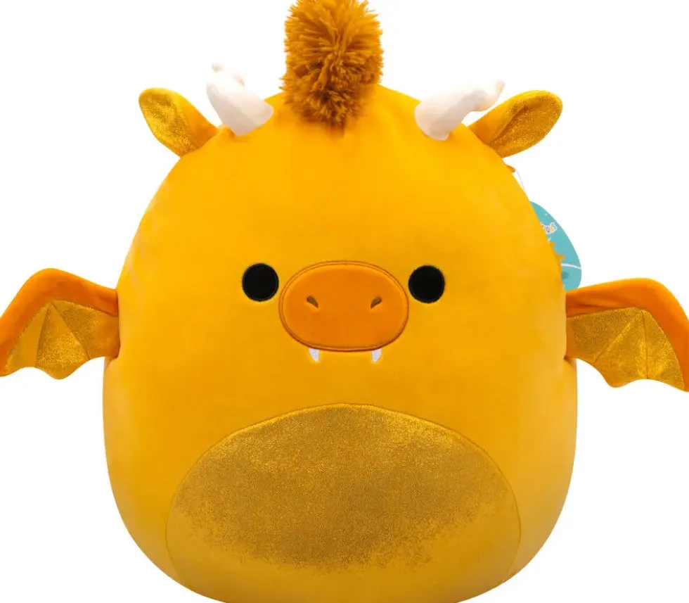 SQUISHMALLOWS - PELUCHE - MISTER LE DRAGON A PAILLETTE DORE - 40 CM