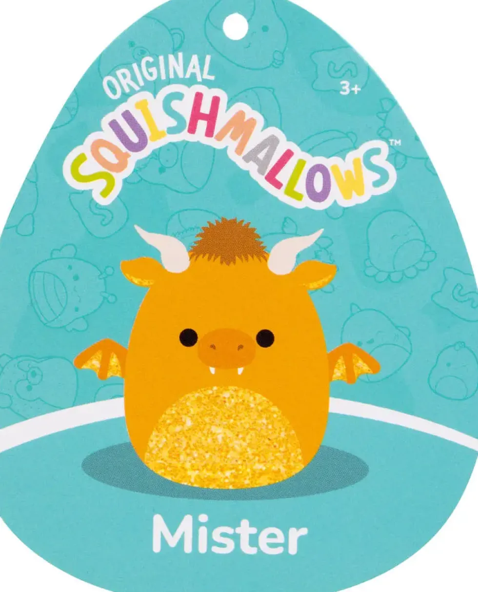 SQUISHMALLOWS - PELUCHE - MISTER LE DRAGON A PAILLETTE DORE - 40 CM