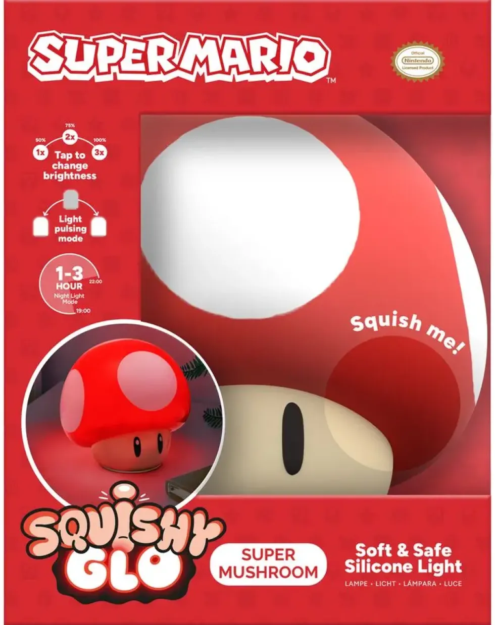 SUPER MARIO - SUPER CHAMPIGNON LAMPE SQUISHYGLO RECHARGEABLE