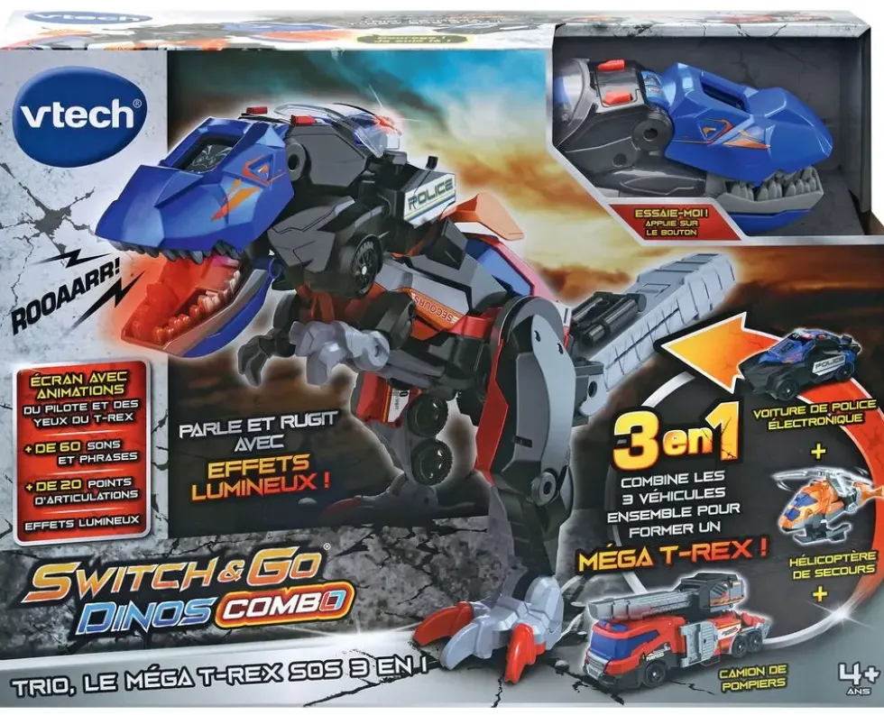 SWITCH ET GO COMBO - TRIO LE MEGA T-REX SOS 3 EN 1