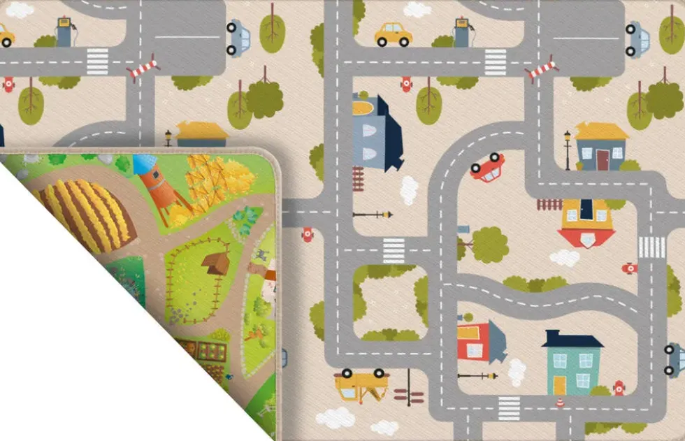 TAPIS REVERSIBLE VILLE & FERME