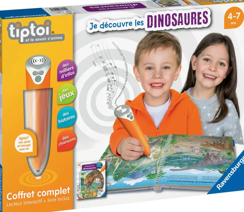 TIPTOI - COFFRET COMPLET LECTEUR INTERACTIF + LIVRE JE DECOUVRE LES DINOSAURES