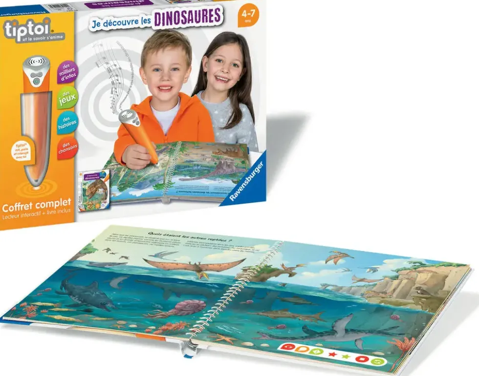 TIPTOI - COFFRET COMPLET LECTEUR INTERACTIF + LIVRE JE DECOUVRE LES DINOSAURES