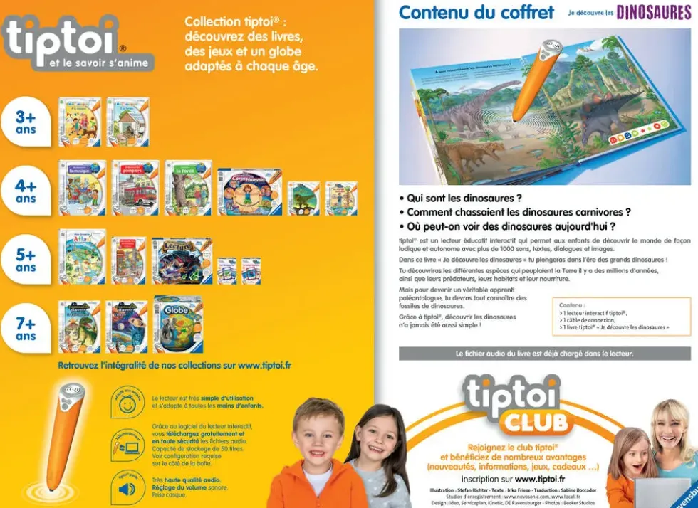 TIPTOI - COFFRET COMPLET LECTEUR INTERACTIF + LIVRE JE DECOUVRE LES DINOSAURES