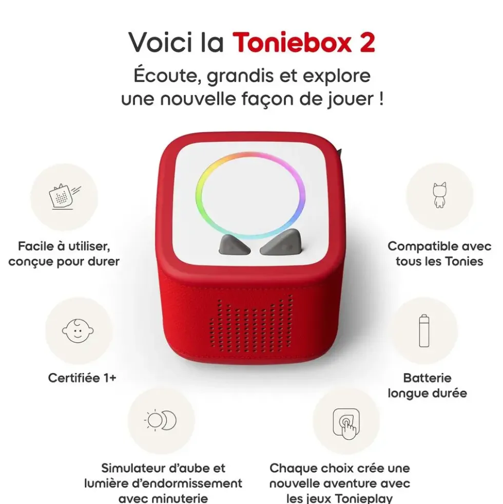 TONIEBOX 2 - MON PREMIER COFFRET -ROUGE COQUELICOT