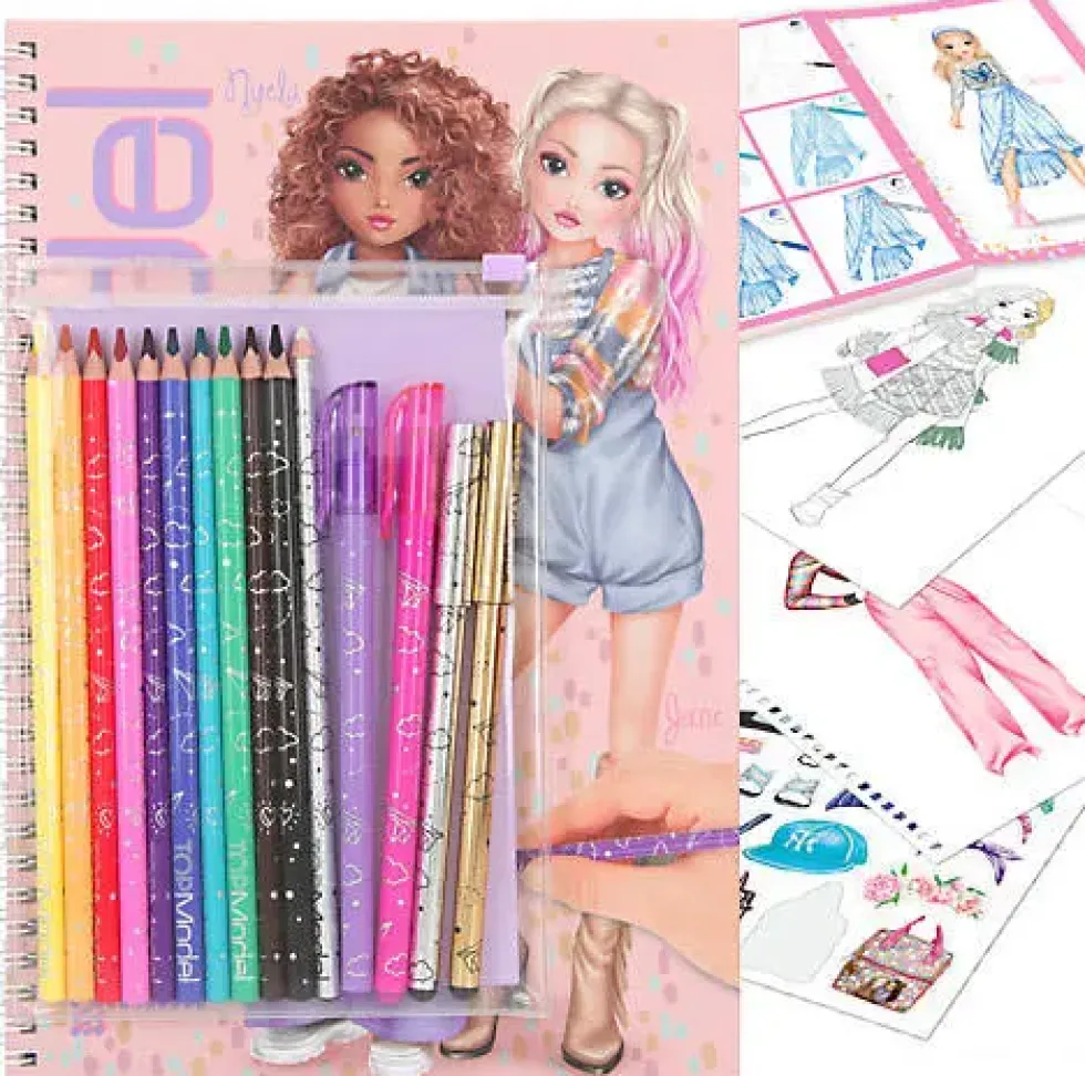 TOPMODEL ALBUM A COLORIER AVEC SET CRAYONS